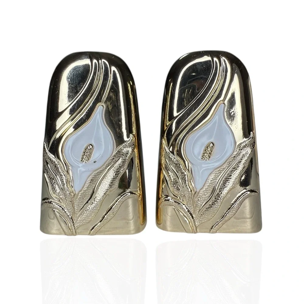 Vintage WM. A‎ Rogers Oneida Calla Lily Salt & Pepper Shakers Anti Tarnish Heavy